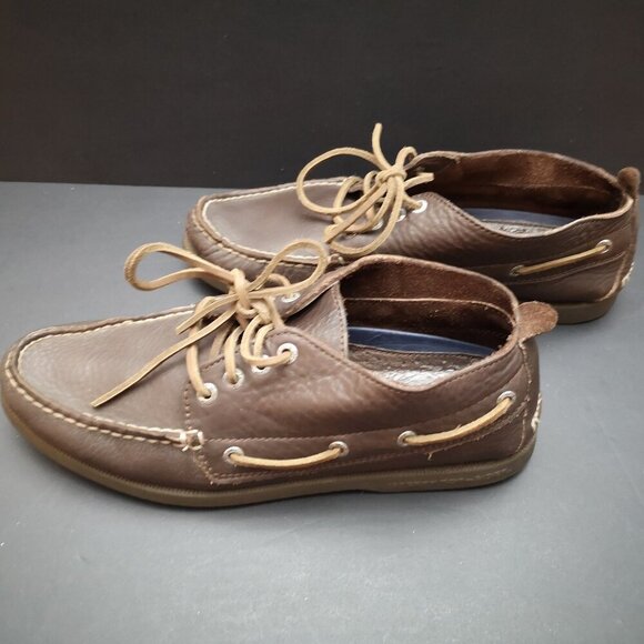 Sperry Top Sider Size 9M Dark Brown Leather Non Marking Sole Deck Shoes - Picture 2 of 8